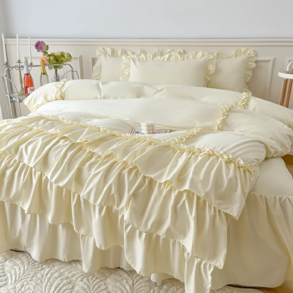 100% Cotton Queen Farmhouse Antique Ruffle Bed Set